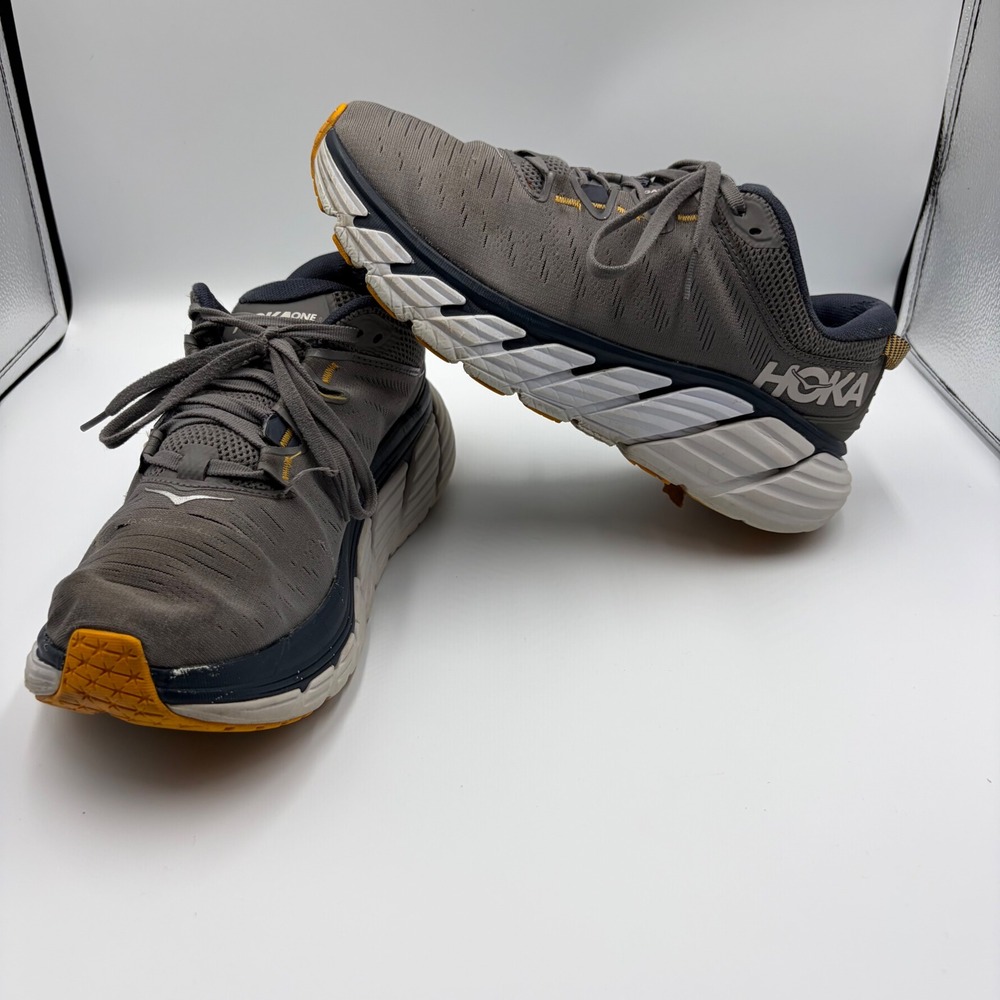 Hoka Running Shoes Mens 10.5 Gray Gaviota 3 Stability Sneakers 1113520-GFBI
